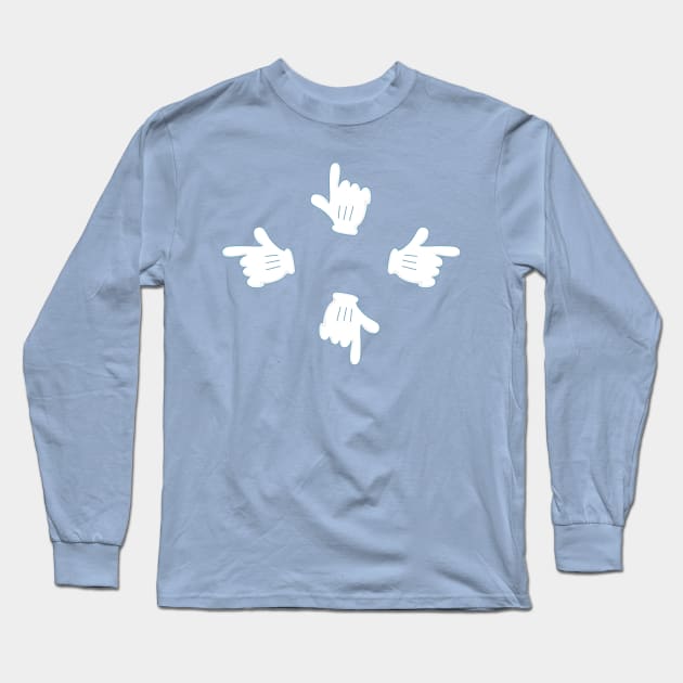 hand in the white glove points in the direction with the index finger Long Sleeve T-Shirt by duxpavlic